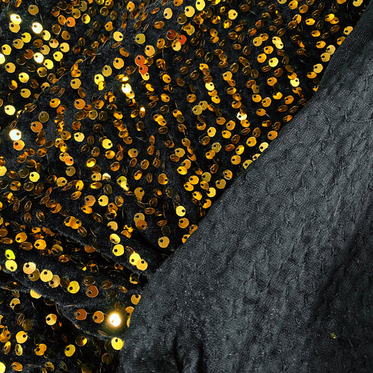 Sequinned Velour - Black/Gold