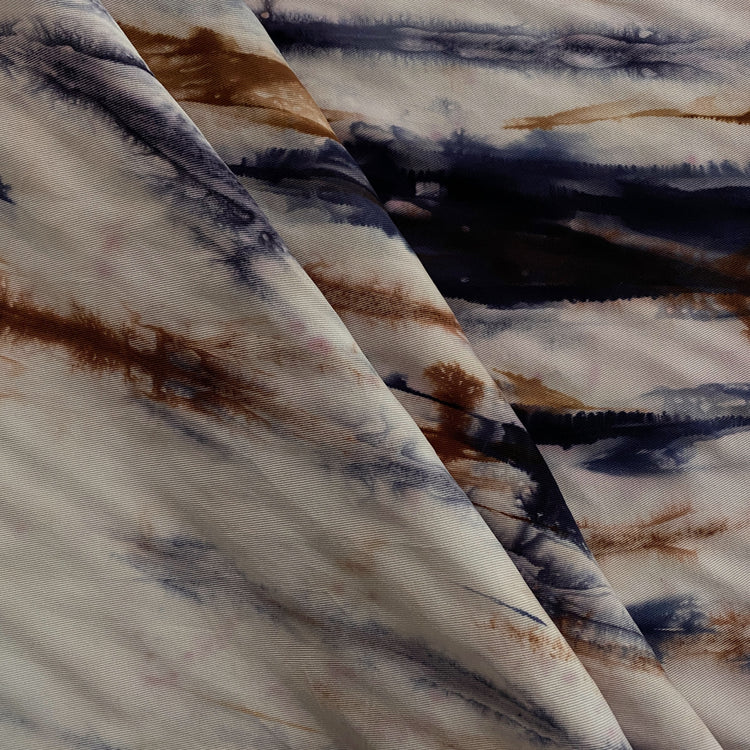 Dyed Stripe Tencel Woven Twill - Dark Blue, Sienna, Orchid