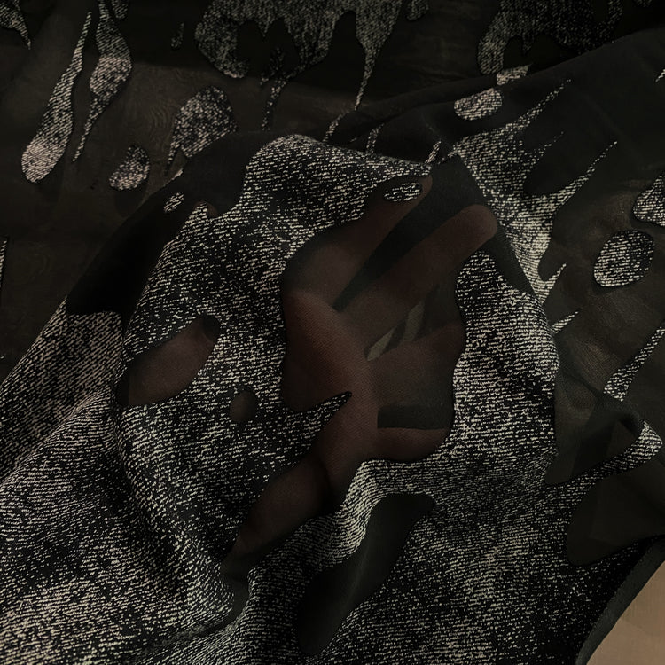 Dripping Denim Devoré Burnout Chiffon - Black / Silver