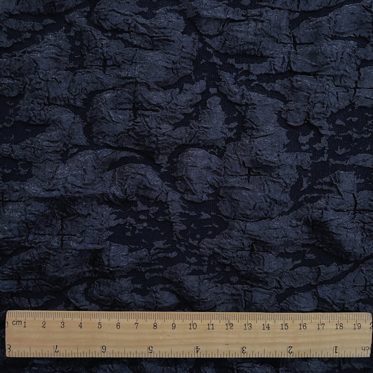 Crinkle Textured Cloqué - Navy / Midnight Blue
