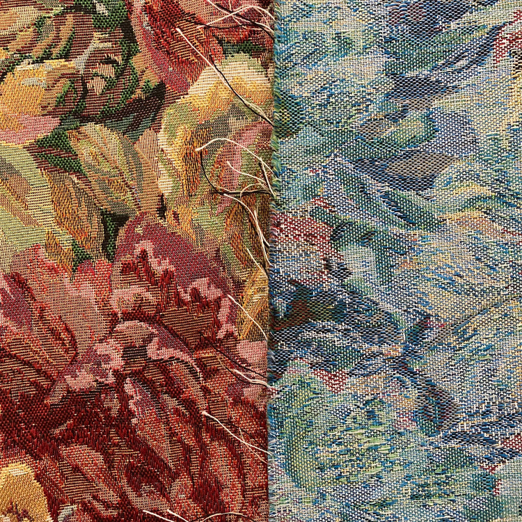 Oil-Painted Floral Tapestry Jacquard - Brick / Pale Green / Papaya Whip