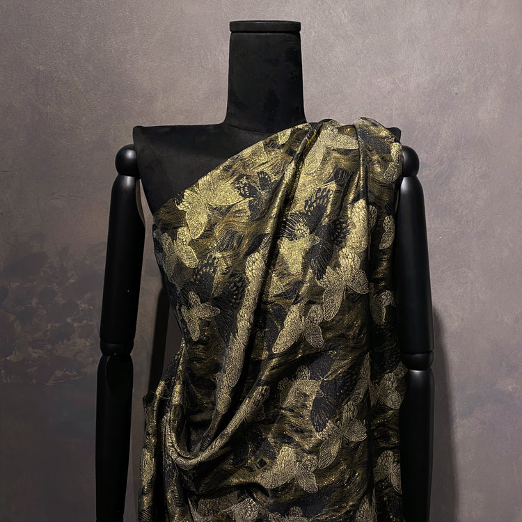 Butterfly Dreamscape Double Woven Jacquard - Metallic Gold / Black