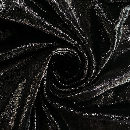 Brushed Metallic Long-pile Velvet - Black