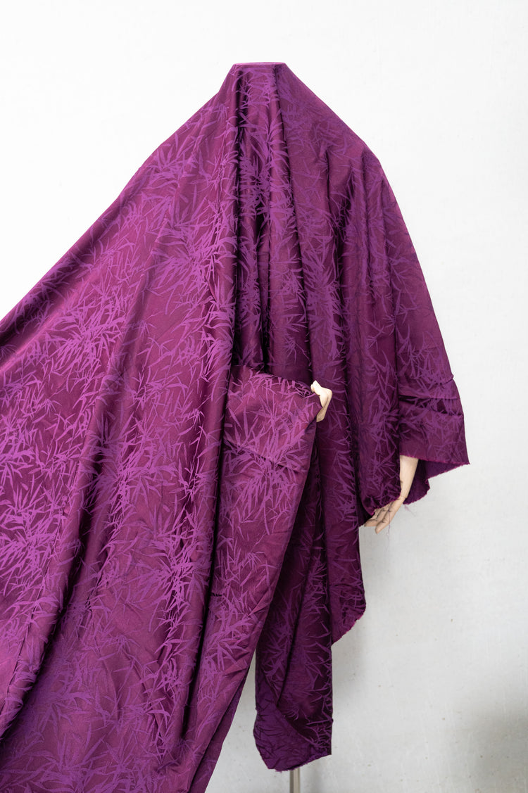 Bamboo Leaves Silk/Cotton Damask - Purple