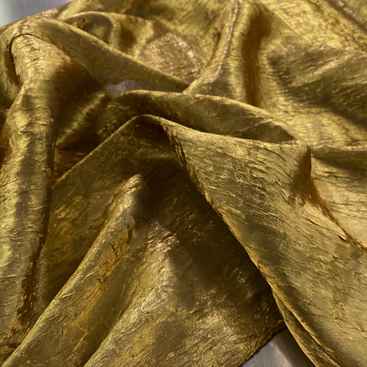 Metallic Creased Shot Organza - Gold / Bronze