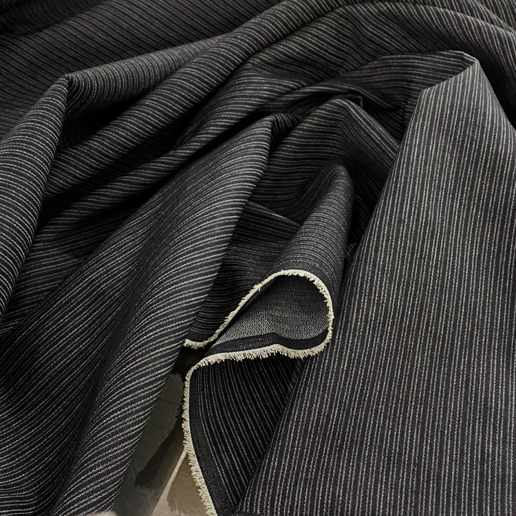 Bengaline Pinstripe Denim Blend- Dark Denim