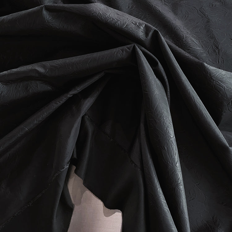 Creased Taffeta Bonded Ponte - Black