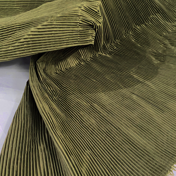 Accordion-Pleated Taffeta - Olive