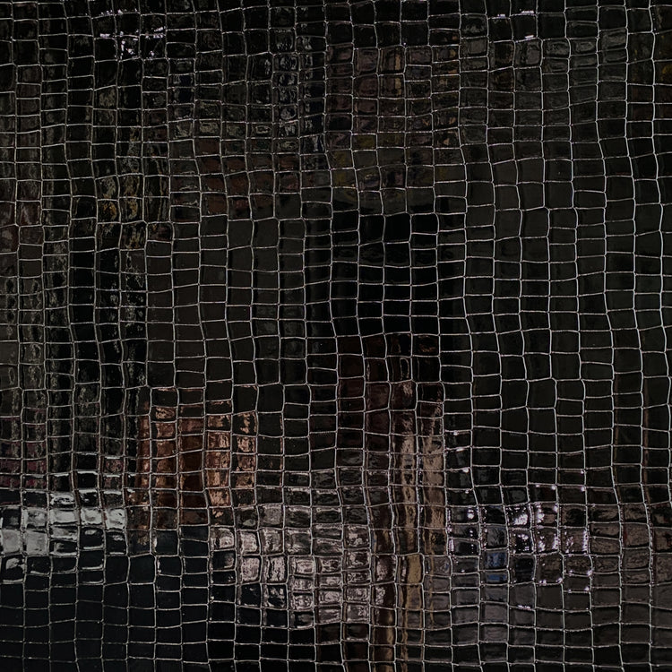 Patent Crocodile Faux Leather - Large Pattern - Black