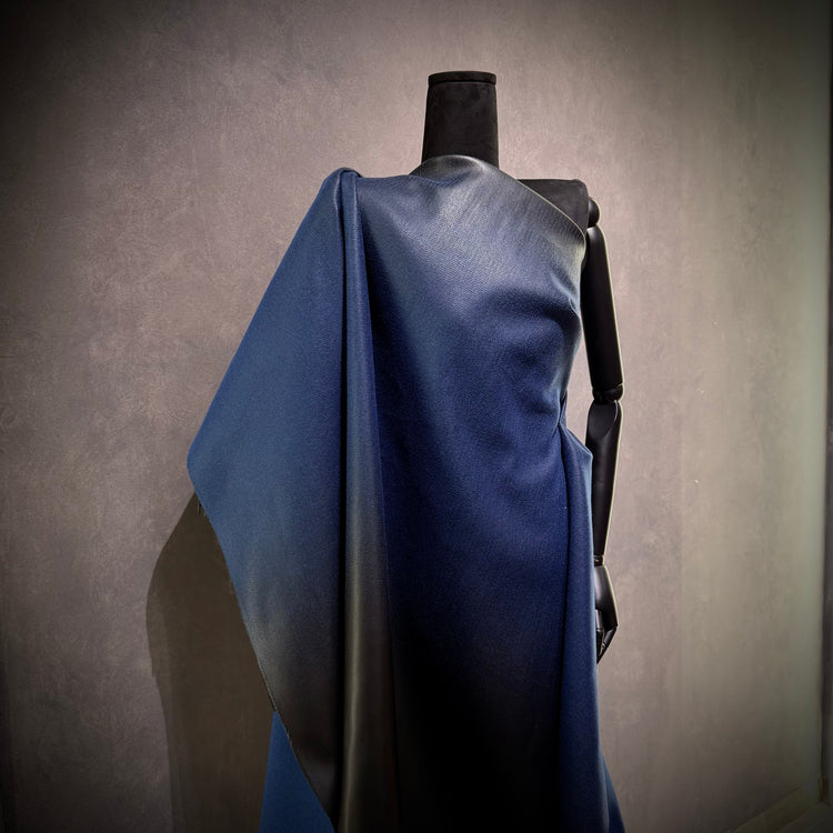 Felted Faux Leather - Black / Navy