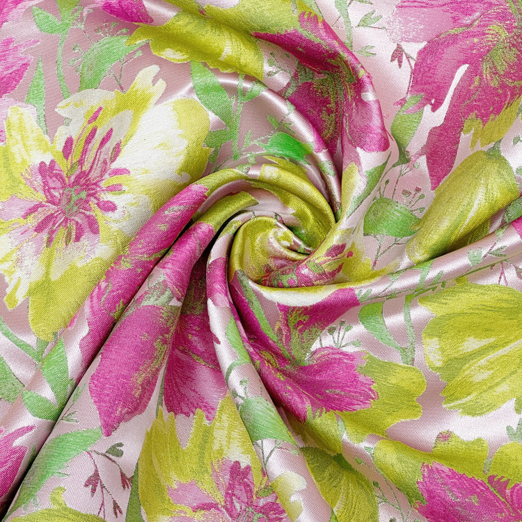 Day Lily & Peony Jacquard - Pink/Pale Green