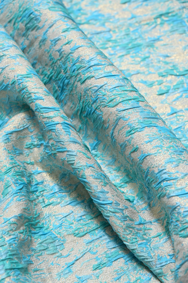 Abstract Crinkle Brocade - Aqua