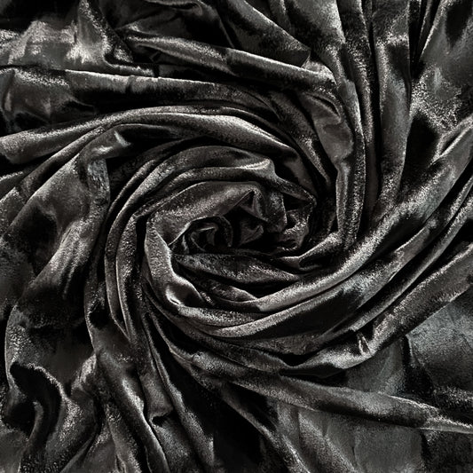 Striped Wave Plush Stretch Velvet - Black