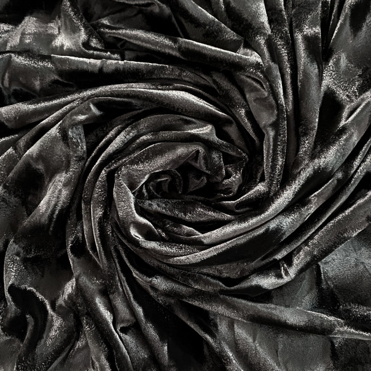 Striped Wave Plush Stretch Velvet - Black