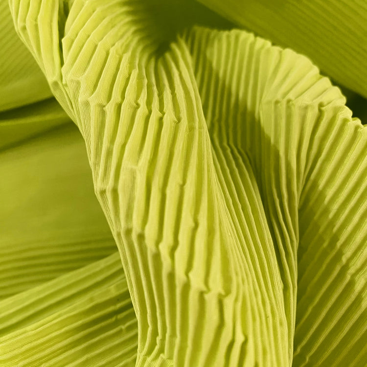 Accordion-Pleated Taffeta - Yellow Green