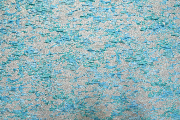 Abstract Crinkle Brocade - Aqua