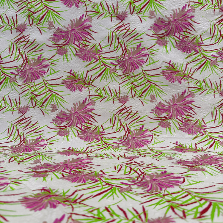 Sea Anemone & Hornwort Cotton Seersucker - Pink/Lime