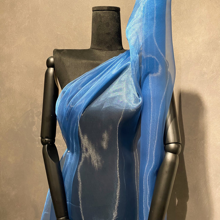 Metallic Organza - Cerulean Blue