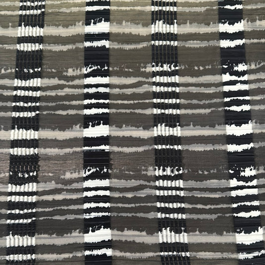 Abstract Print Tension Stripe Netting - Black/White