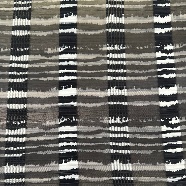 Abstract Print Tension Stripe Netting - Black/White