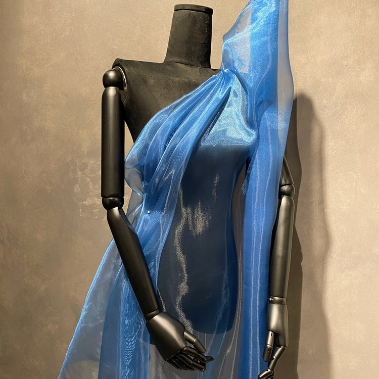 Metallic Organza - Cerulean Blue