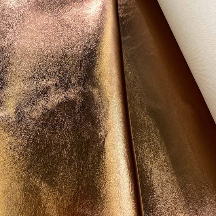 Metallic Faux Leather-Finish Cotton Canvas - Bronze