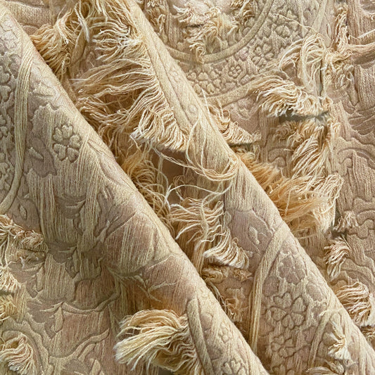 Chenille Cotton Fringe Tapestry Jacquard - Beige