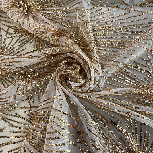 Firework Sequinned Mesh - White/Gold