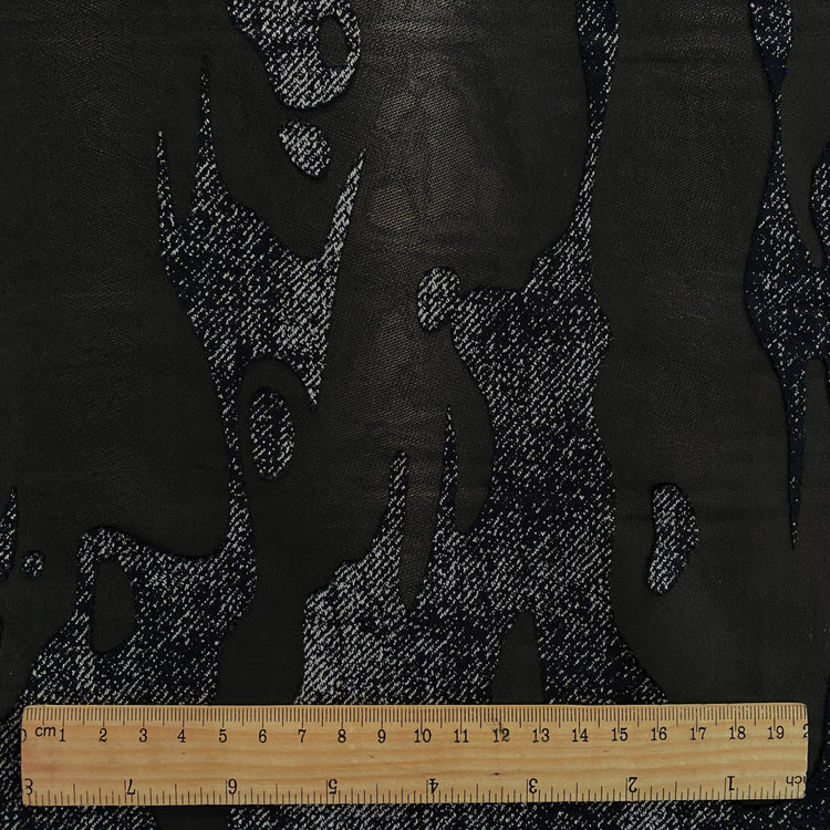 Dripping Denim Devoré Burnout Chiffon - Black / Silver