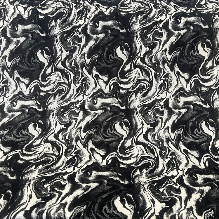 Marbled Burn-Out Velour - Black/White