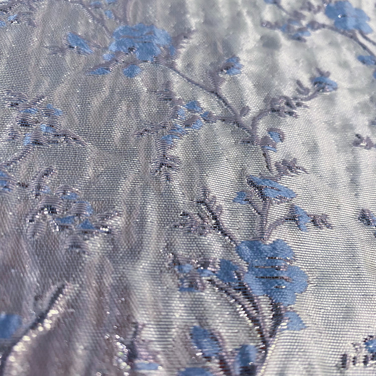 Floral Blossom Brocade - Metallic - Pale Violet/Powder Blue