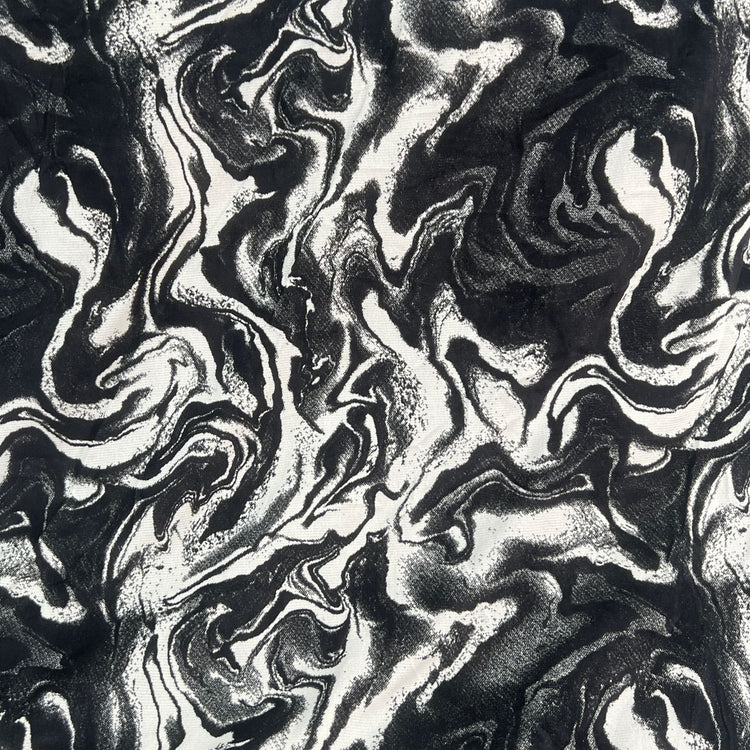 Marbled Burn-Out Velour - Black/White