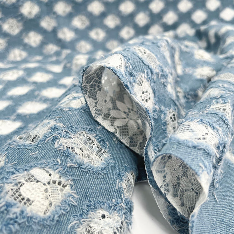 Lace Window Denim - Light Sky Blue