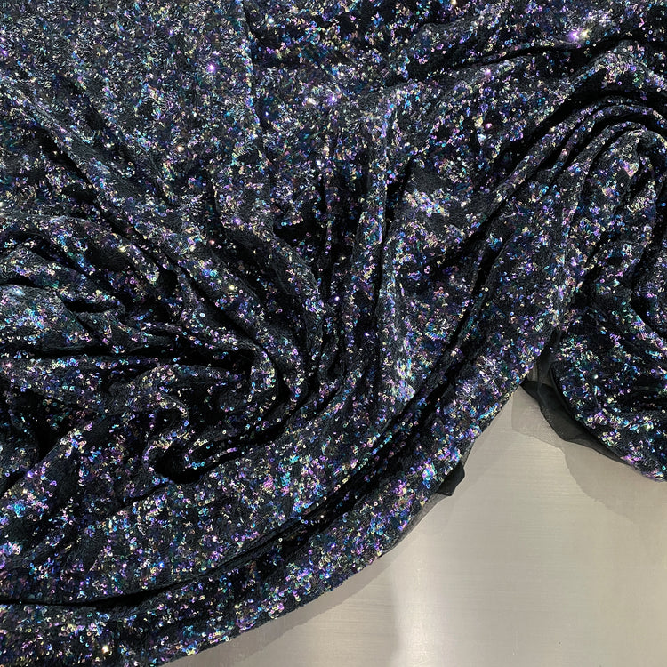 Quarter Square Triangle Micro Sequin - Iridescent / Black