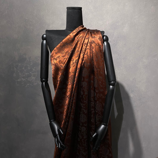 Feng Shui Satin Jacquard - Burnt Umber / Dark Brown