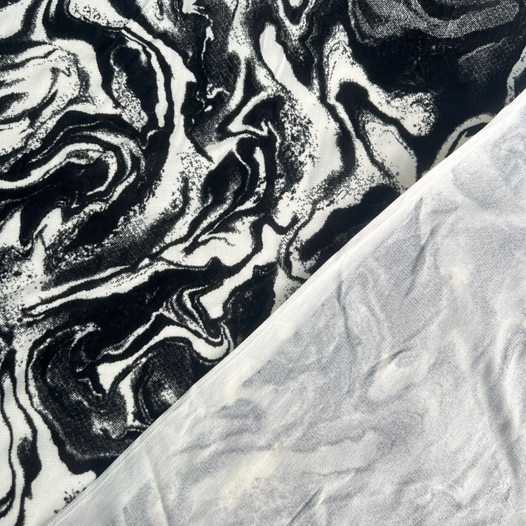 Marbled Burn-Out Velour - Black/White