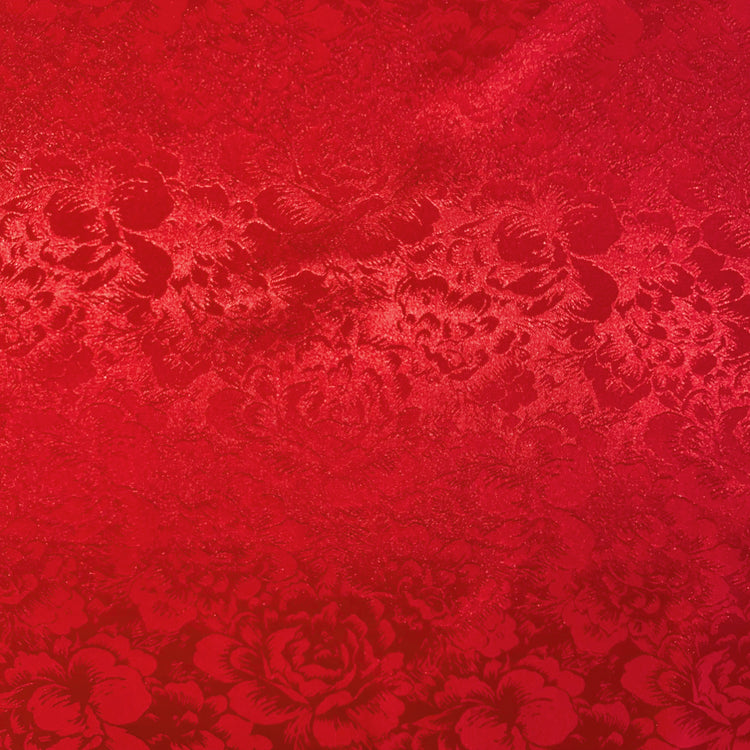 Satin Rose-field Damask - Red