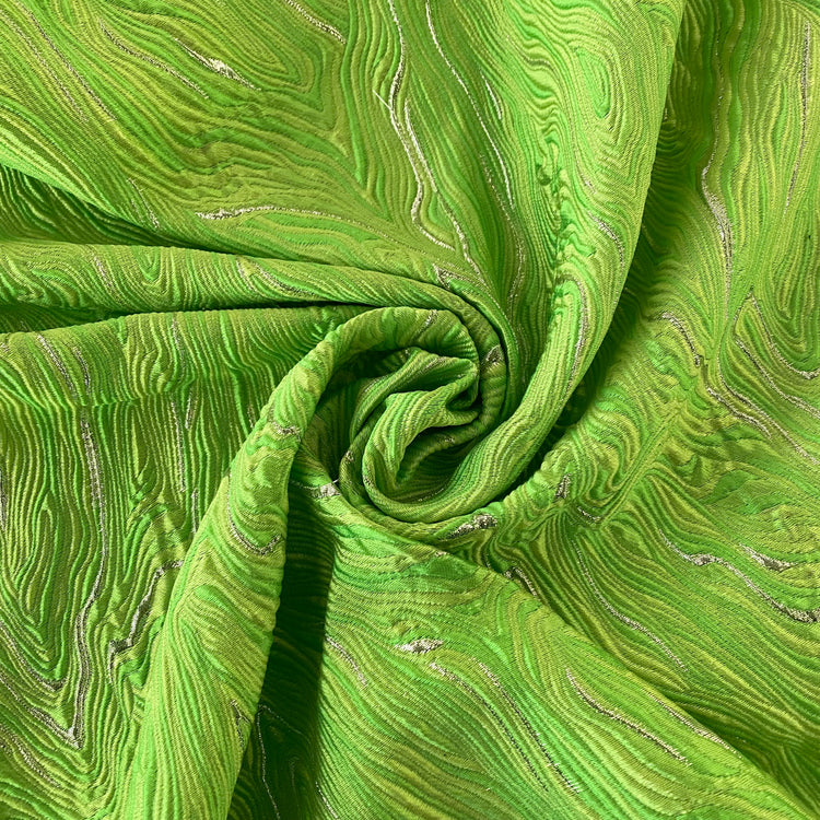 Contour Wave Brocade - Silver Metallic / Chartreuse