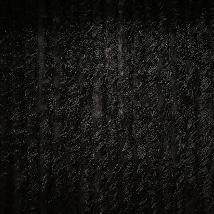 Appliqué Fringe Stripe Chiffon - Black