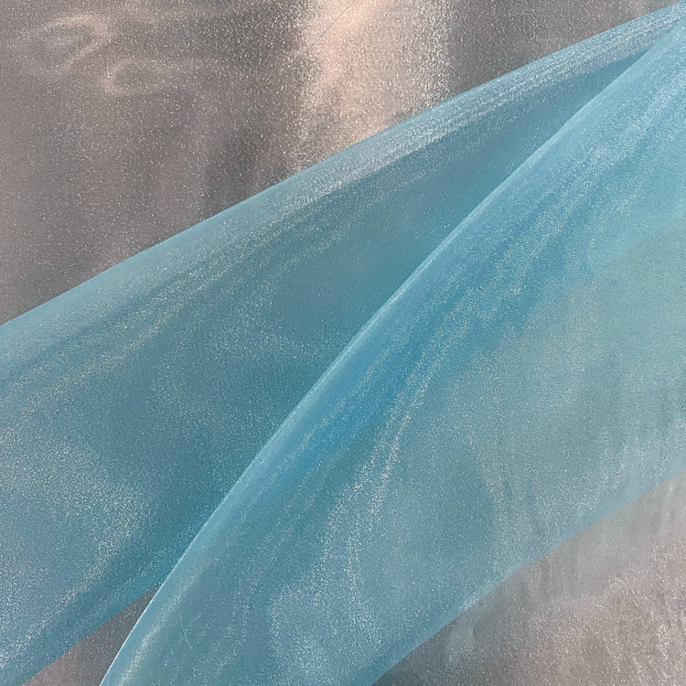 Metallic Organza - Sky Blue