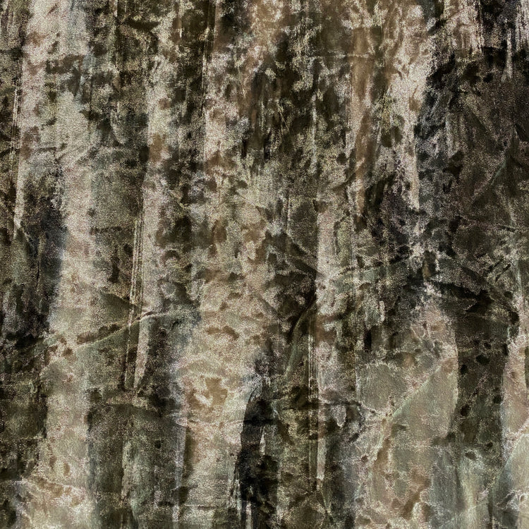 Brush Stroke Camo Stretch Velvet - Dark Olive Green / Papaya Whip