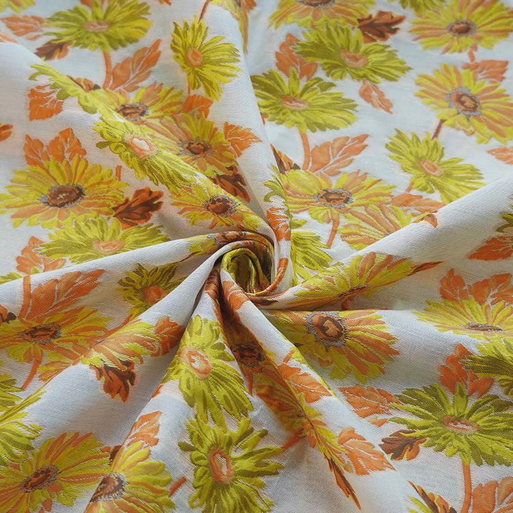 African Daisy Jacquard - Orange/Chartreuse