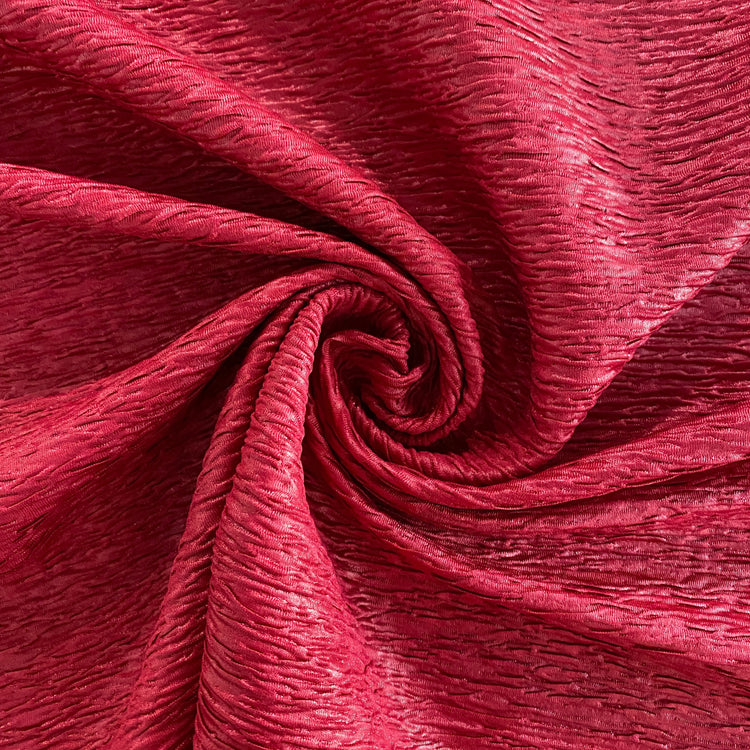 Woodgrain Plisse Matelassé Satin - Crimson