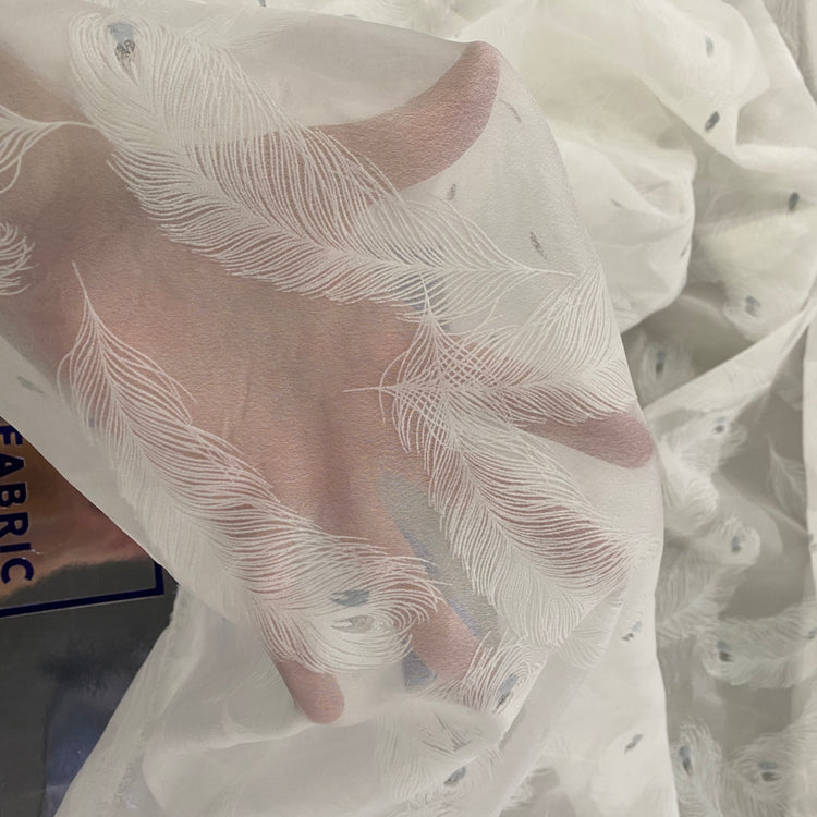 Feather Devoré Burnout Chiffon - White