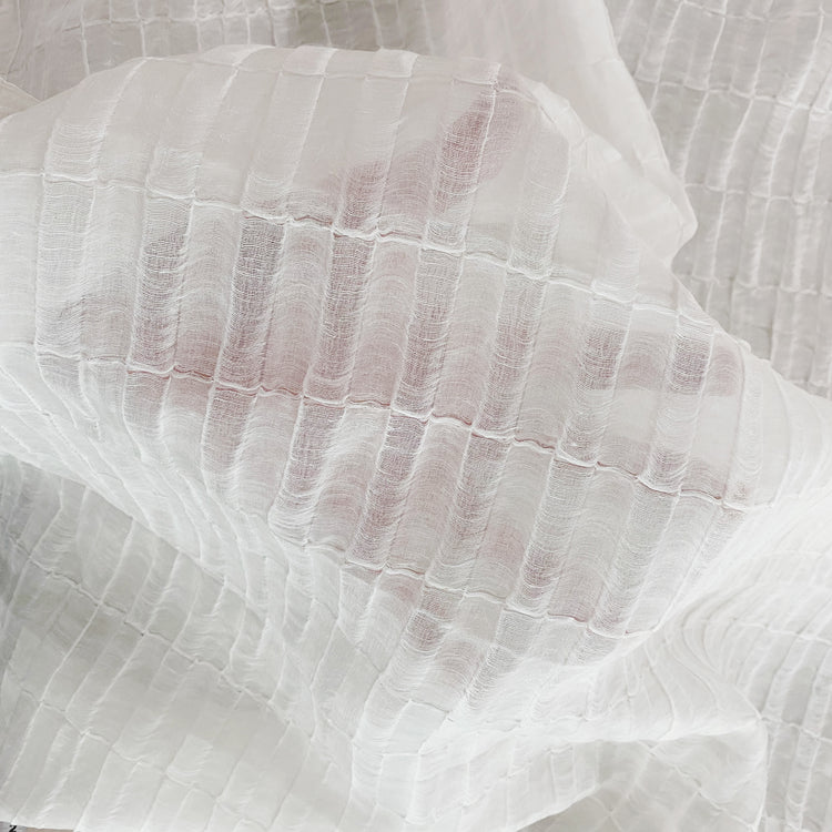 Wavy Double Weave Stripe - White