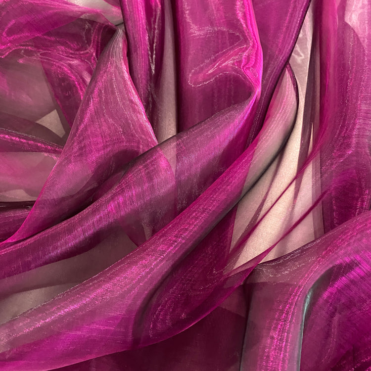 Shot Organza - Fuchsia/Black