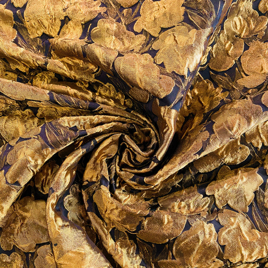 (Deadstock) 3D Rose Brocade - Metallic - Gold / Black