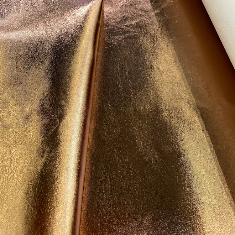 Metallic Faux Leather-Finish Cotton Canvas - Bronze