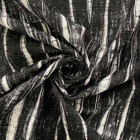 Wood Grain Chenille Yarn Jacquard - Black / White