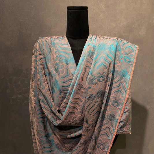 Seigaiha Jacquard - Salmon / Teal
